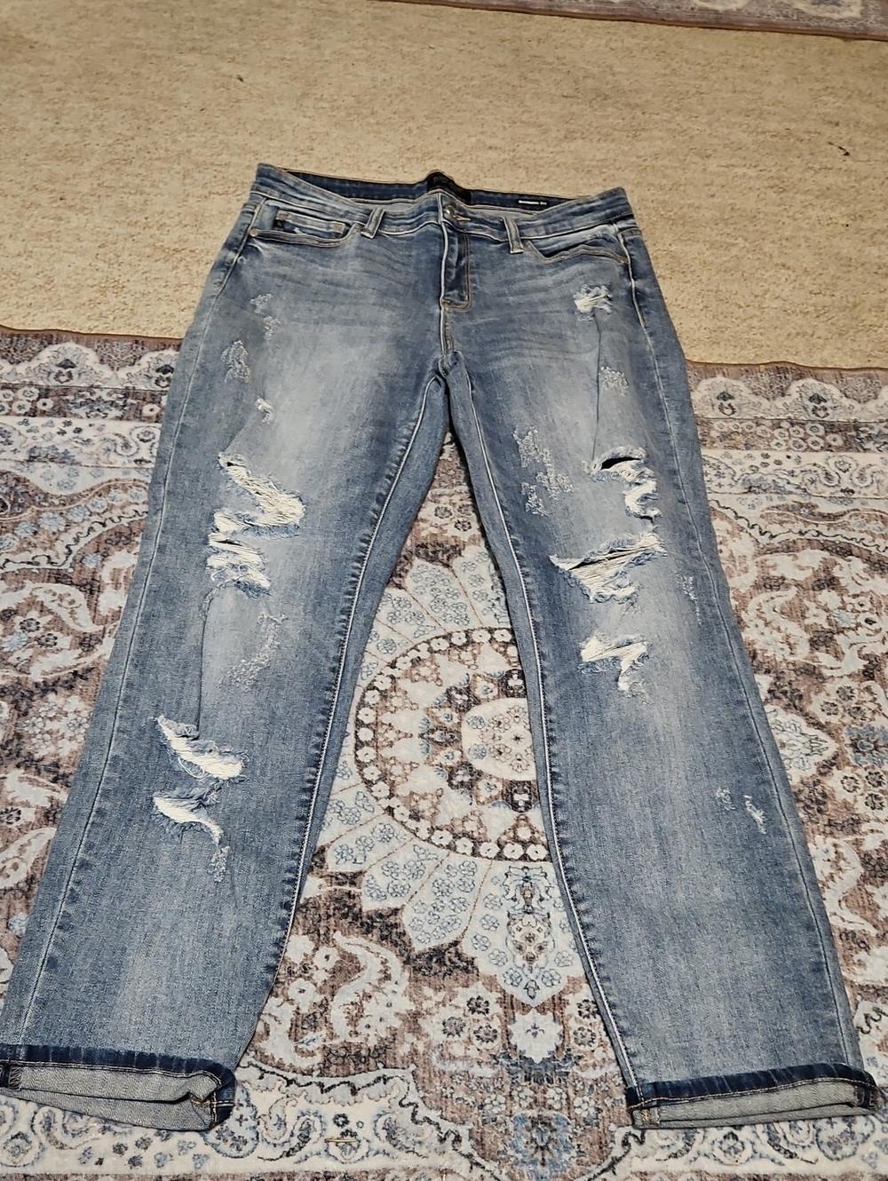 Judy Blue Light Blue Distressed Boyfriend Jeans
